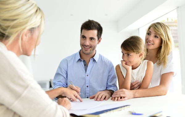Family meeting with business woman